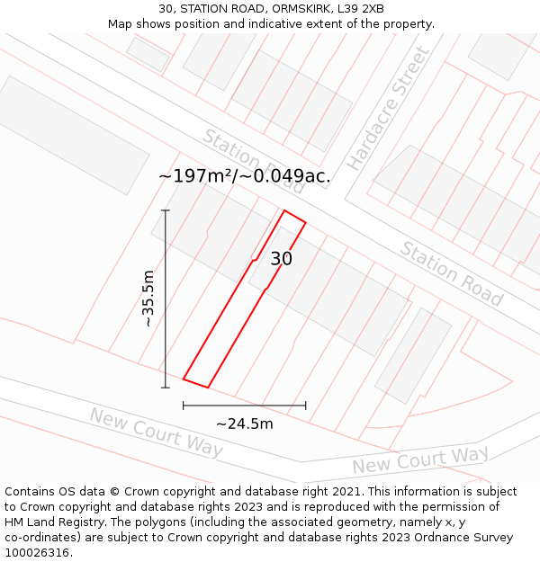 30, STATION ROAD, ORMSKIRK, L39 2XB: Plot and title map