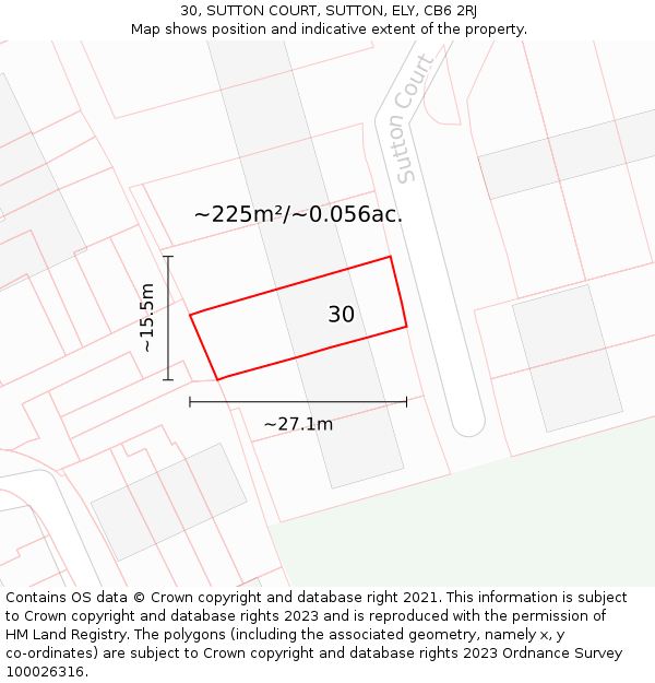 30, SUTTON COURT, SUTTON, ELY, CB6 2RJ: Plot and title map