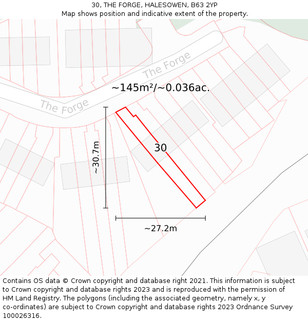 30, THE FORGE, HALESOWEN, B63 2YP: Plot and title map