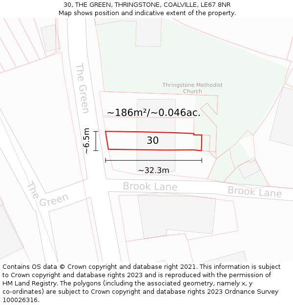 30, THE GREEN, THRINGSTONE, COALVILLE, LE67 8NR: Plot and title map