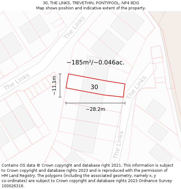 30, THE LINKS, TREVETHIN, PONTYPOOL, NP4 8DG: Plot and title map