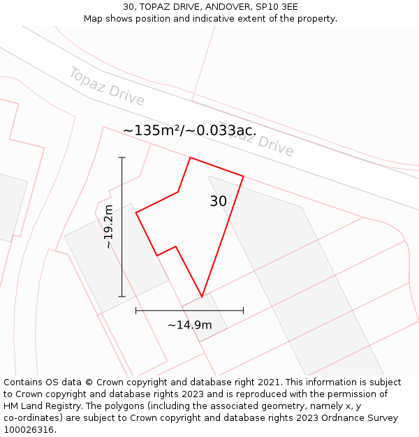 30, TOPAZ DRIVE, ANDOVER, SP10 3EE: Plot and title map