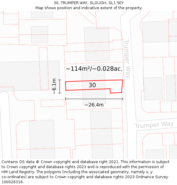 30, TRUMPER WAY, SLOUGH, SL1 5EY: Plot and title map