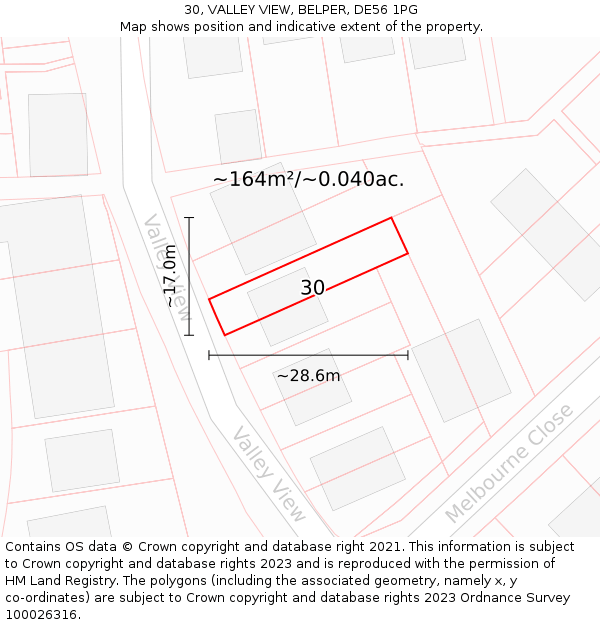 30, VALLEY VIEW, BELPER, DE56 1PG: Plot and title map