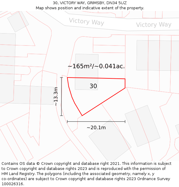 30, VICTORY WAY, GRIMSBY, DN34 5UZ: Plot and title map