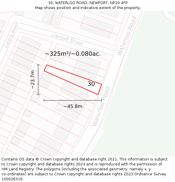 30, WATERLOO ROAD, NEWPORT, NP20 4FP: Plot and title map