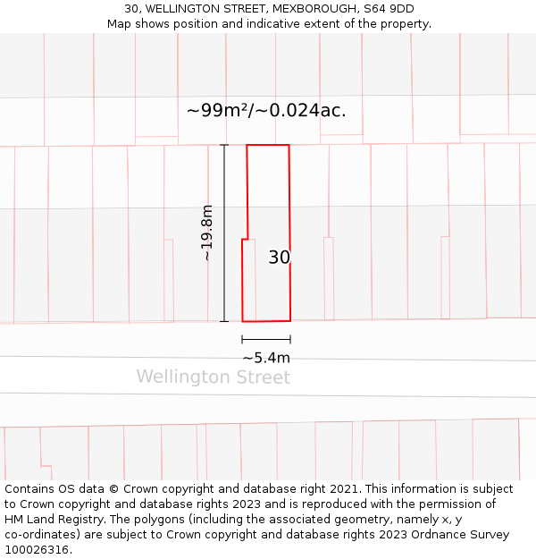 30, WELLINGTON STREET, MEXBOROUGH, S64 9DD: Plot and title map