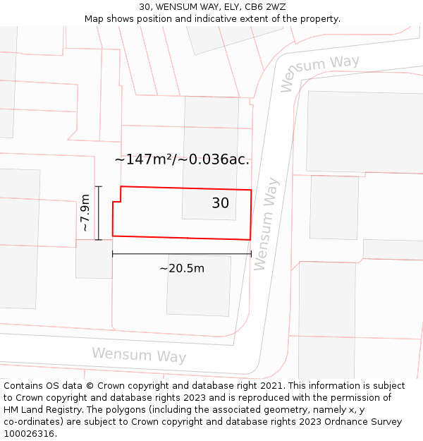 30, WENSUM WAY, ELY, CB6 2WZ: Plot and title map