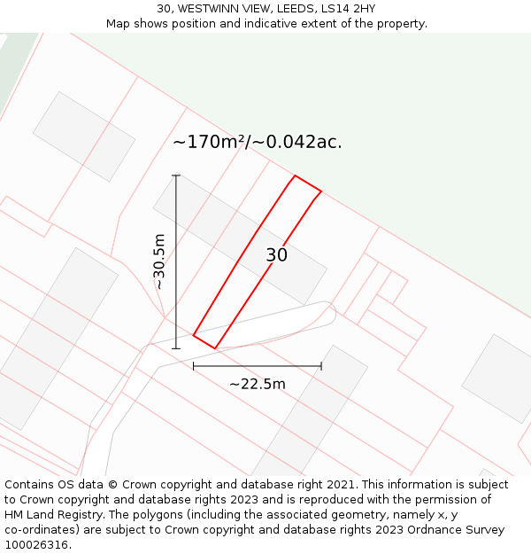 30, WESTWINN VIEW, LEEDS, LS14 2HY: Plot and title map