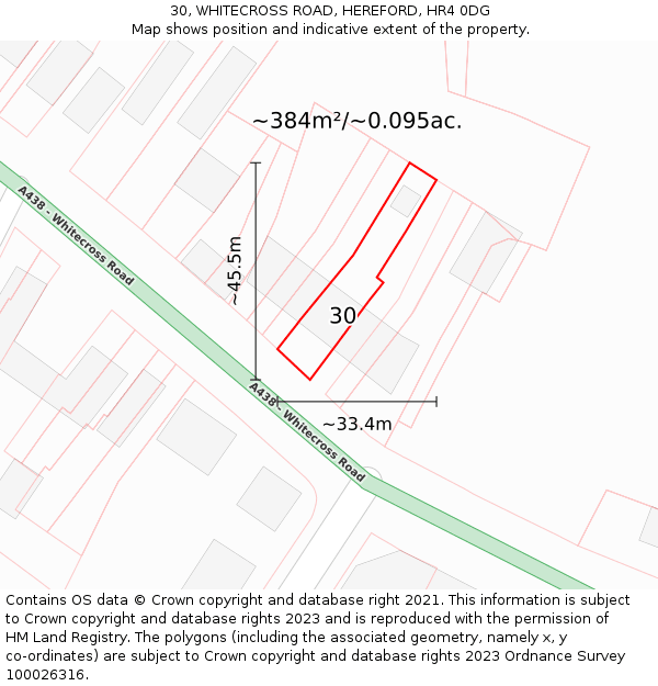 30, WHITECROSS ROAD, HEREFORD, HR4 0DG: Plot and title map