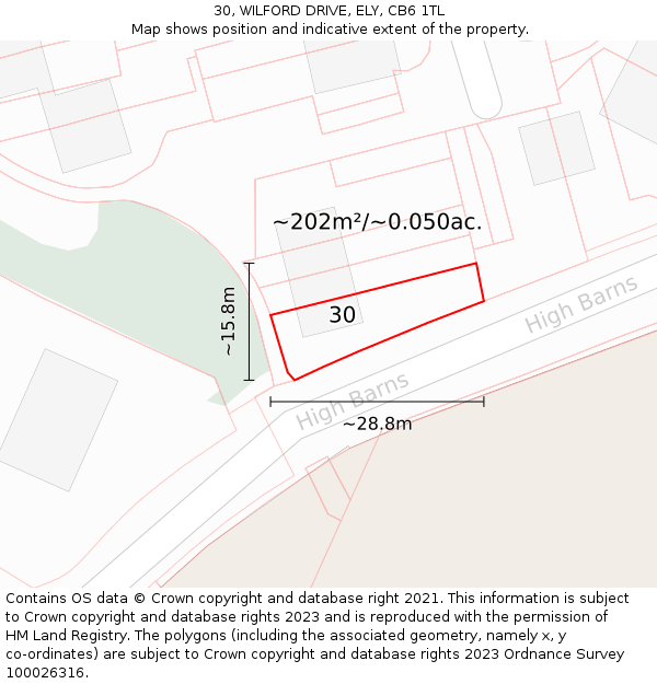 30, WILFORD DRIVE, ELY, CB6 1TL: Plot and title map