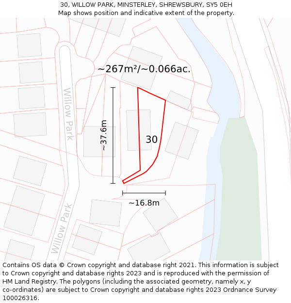 30, WILLOW PARK, MINSTERLEY, SHREWSBURY, SY5 0EH: Plot and title map