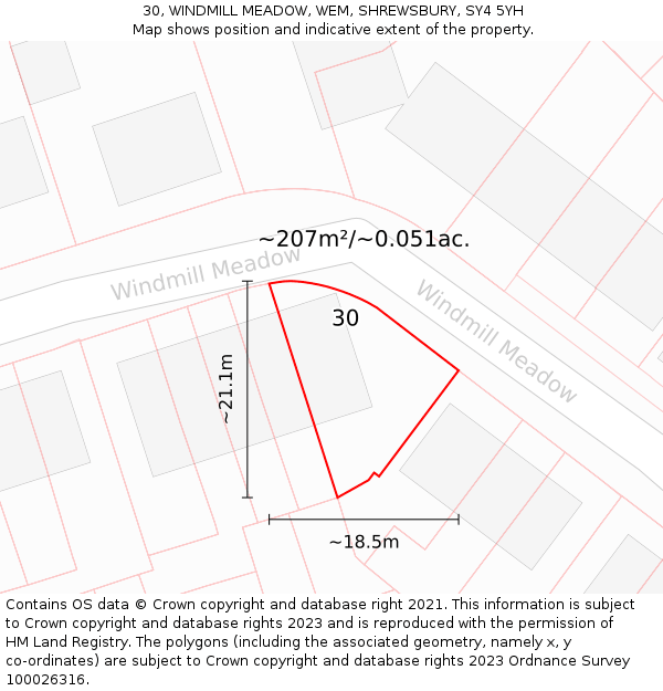 30, WINDMILL MEADOW, WEM, SHREWSBURY, SY4 5YH: Plot and title map