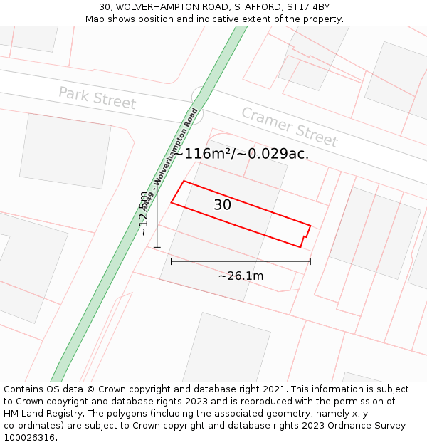 30, WOLVERHAMPTON ROAD, STAFFORD, ST17 4BY: Plot and title map