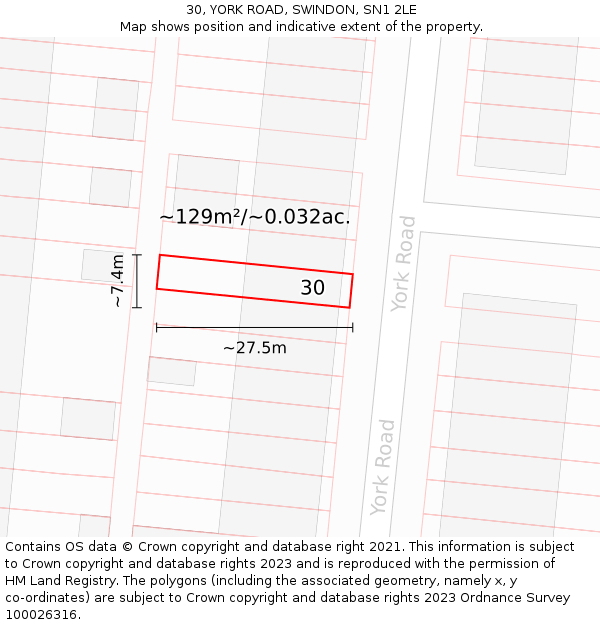 30, YORK ROAD, SWINDON, SN1 2LE: Plot and title map