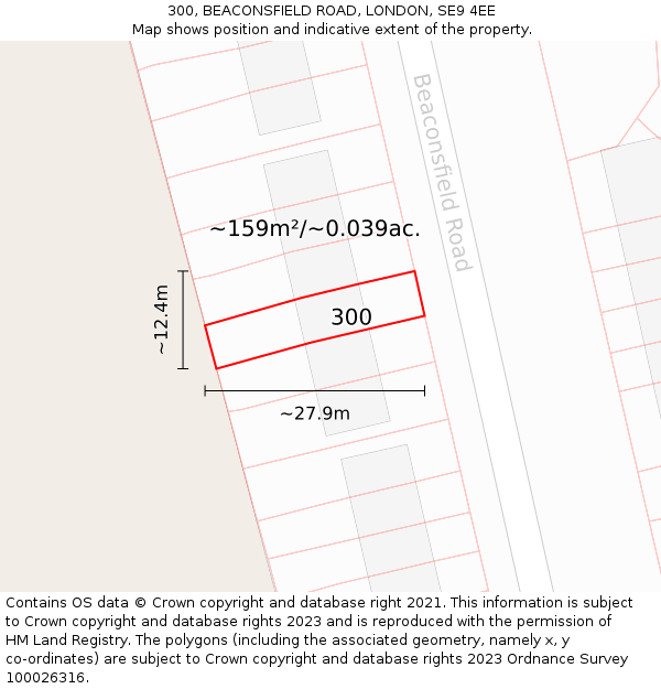 300, BEACONSFIELD ROAD, LONDON, SE9 4EE: Plot and title map