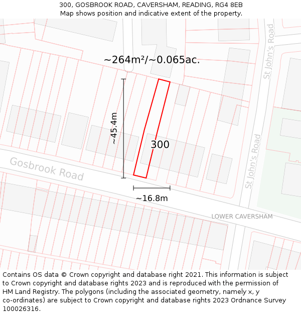 300, GOSBROOK ROAD, CAVERSHAM, READING, RG4 8EB: Plot and title map