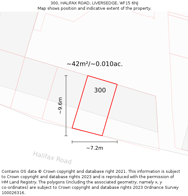 300, HALIFAX ROAD, LIVERSEDGE, WF15 6NJ: Plot and title map