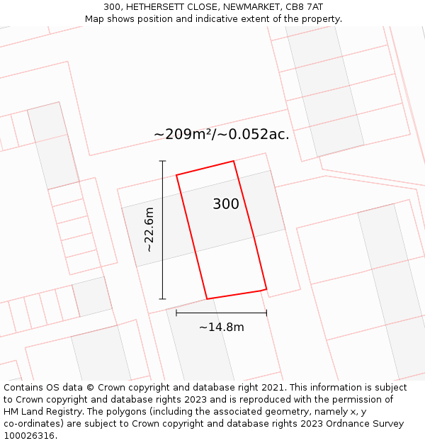 300, HETHERSETT CLOSE, NEWMARKET, CB8 7AT: Plot and title map
