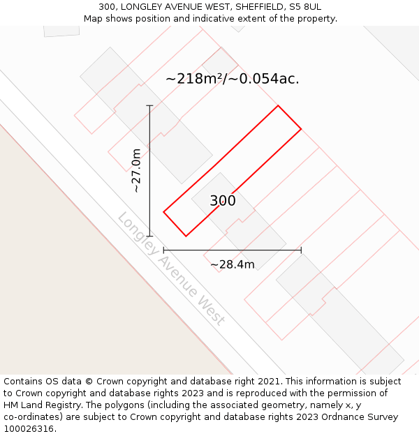 300, LONGLEY AVENUE WEST, SHEFFIELD, S5 8UL: Plot and title map