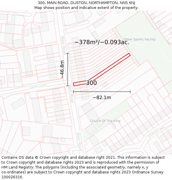 300, MAIN ROAD, DUSTON, NORTHAMPTON, NN5 6NJ: Plot and title map