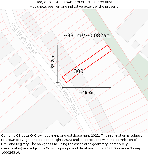 300, OLD HEATH ROAD, COLCHESTER, CO2 8BW: Plot and title map