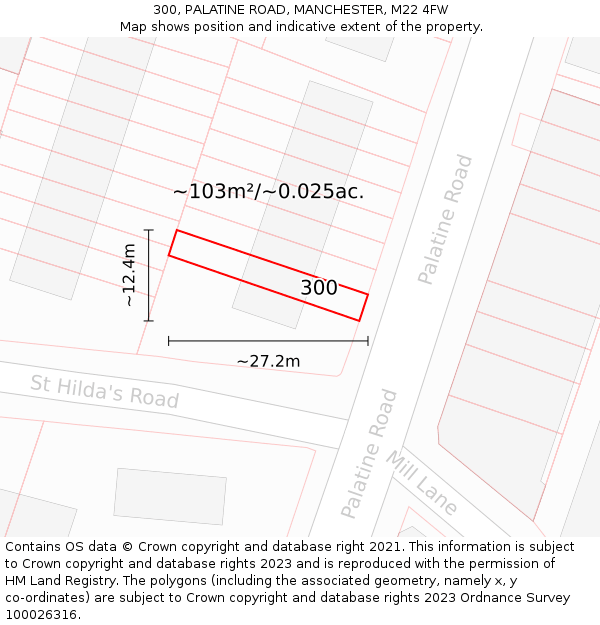 300, PALATINE ROAD, MANCHESTER, M22 4FW: Plot and title map