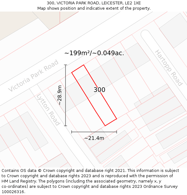 300, VICTORIA PARK ROAD, LEICESTER, LE2 1XE: Plot and title map