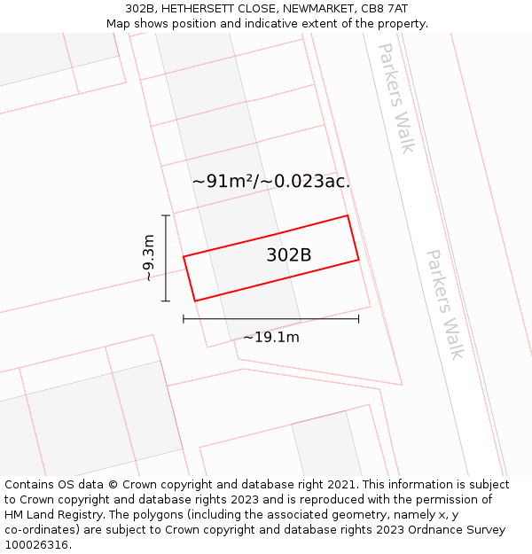 302B, HETHERSETT CLOSE, NEWMARKET, CB8 7AT: Plot and title map