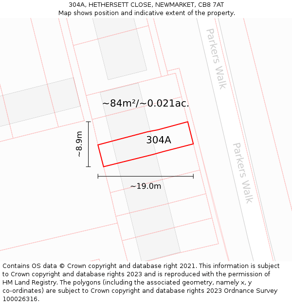304A, HETHERSETT CLOSE, NEWMARKET, CB8 7AT: Plot and title map