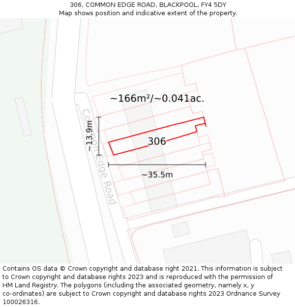 306, COMMON EDGE ROAD, BLACKPOOL, FY4 5DY: Plot and title map