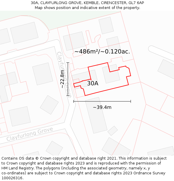 30A, CLAYFURLONG GROVE, KEMBLE, CIRENCESTER, GL7 6AP: Plot and title map