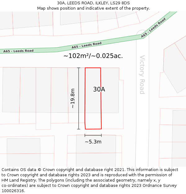 30A, LEEDS ROAD, ILKLEY, LS29 8DS: Plot and title map