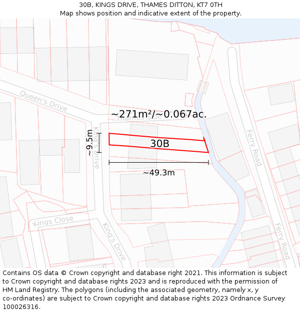 30B, KINGS DRIVE, THAMES DITTON, KT7 0TH: Plot and title map