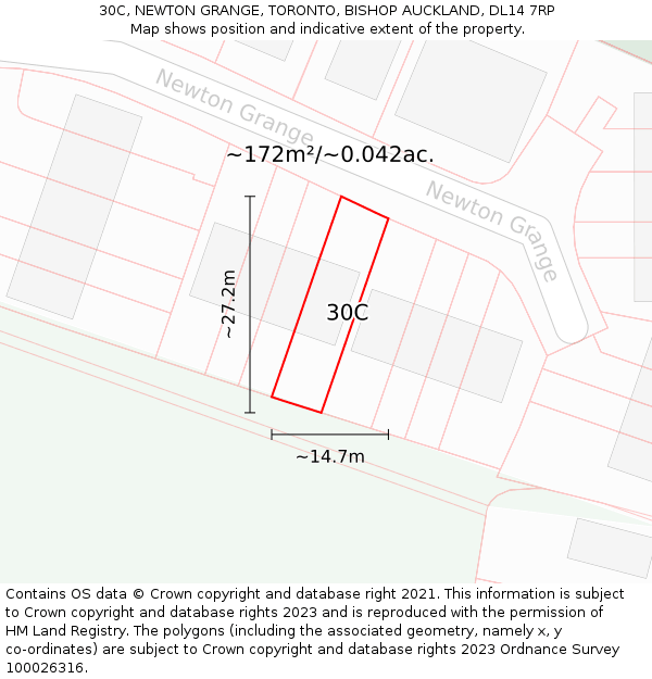 30C, NEWTON GRANGE, TORONTO, BISHOP AUCKLAND, DL14 7RP: Plot and title map