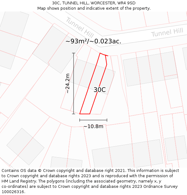 30C, TUNNEL HILL, WORCESTER, WR4 9SD: Plot and title map