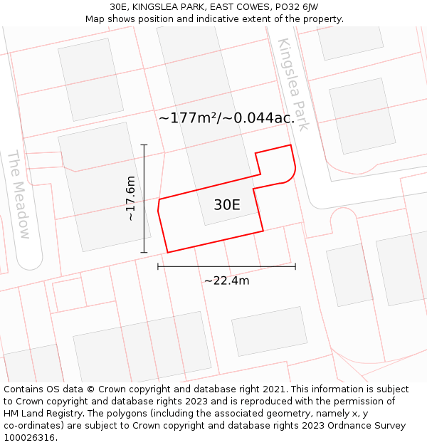 30E, KINGSLEA PARK, EAST COWES, PO32 6JW: Plot and title map