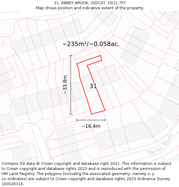 31, ABBEY BROOK, DIDCOT, OX11 7FY: Plot and title map