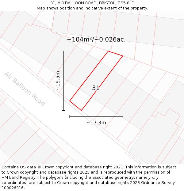 31, AIR BALLOON ROAD, BRISTOL, BS5 8LD: Plot and title map