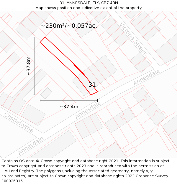31, ANNESDALE, ELY, CB7 4BN: Plot and title map