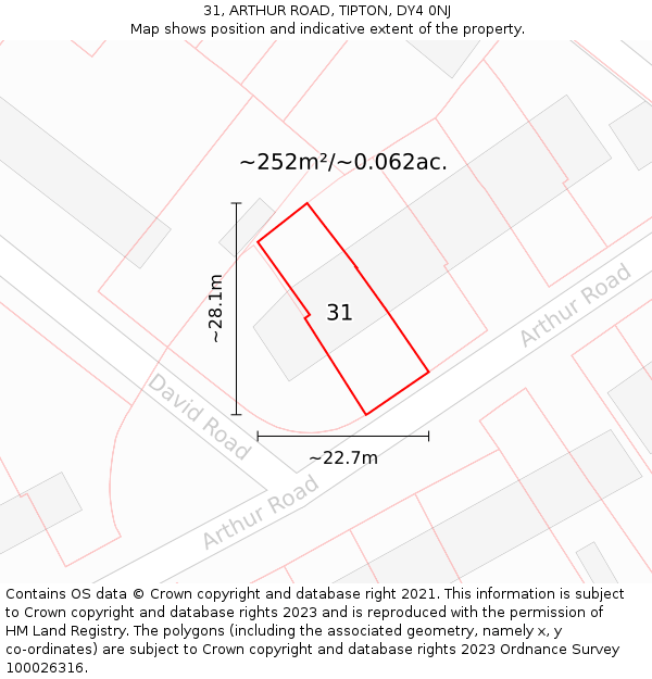 31, ARTHUR ROAD, TIPTON, DY4 0NJ: Plot and title map
