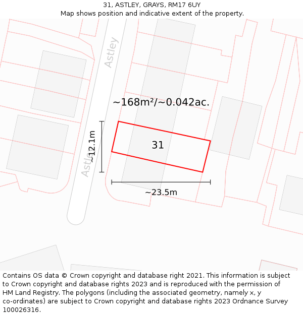 31, ASTLEY, GRAYS, RM17 6UY: Plot and title map