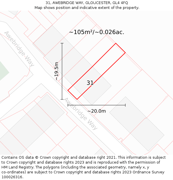 31, AWEBRIDGE WAY, GLOUCESTER, GL4 4FQ: Plot and title map