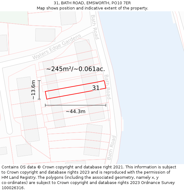 31, BATH ROAD, EMSWORTH, PO10 7ER: Plot and title map
