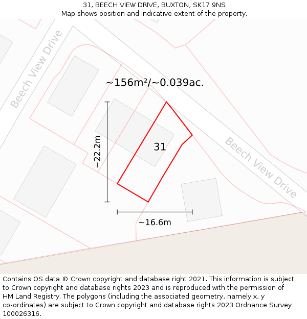 31, BEECH VIEW DRIVE, BUXTON, SK17 9NS: Plot and title map