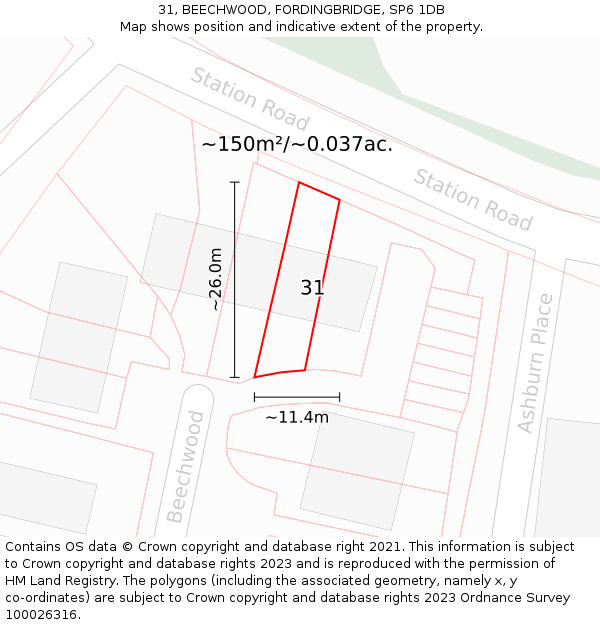 31, BEECHWOOD, FORDINGBRIDGE, SP6 1DB: Plot and title map