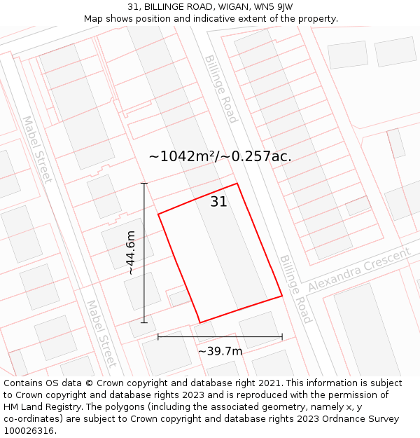 31, BILLINGE ROAD, WIGAN, WN5 9JW: Plot and title map