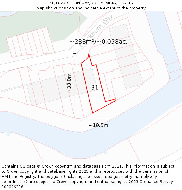 31, BLACKBURN WAY, GODALMING, GU7 1JY: Plot and title map