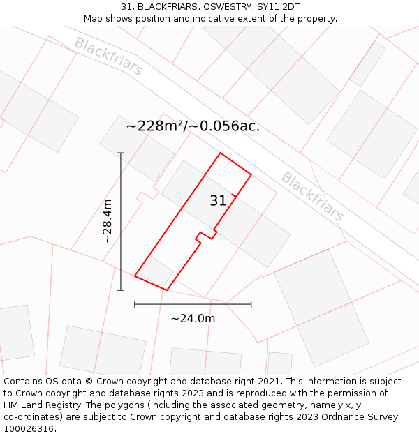 31, BLACKFRIARS, OSWESTRY, SY11 2DT: Plot and title map