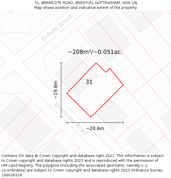 31, BRAMCOTE ROAD, BEESTON, NOTTINGHAM, NG9 1AJ: Plot and title map